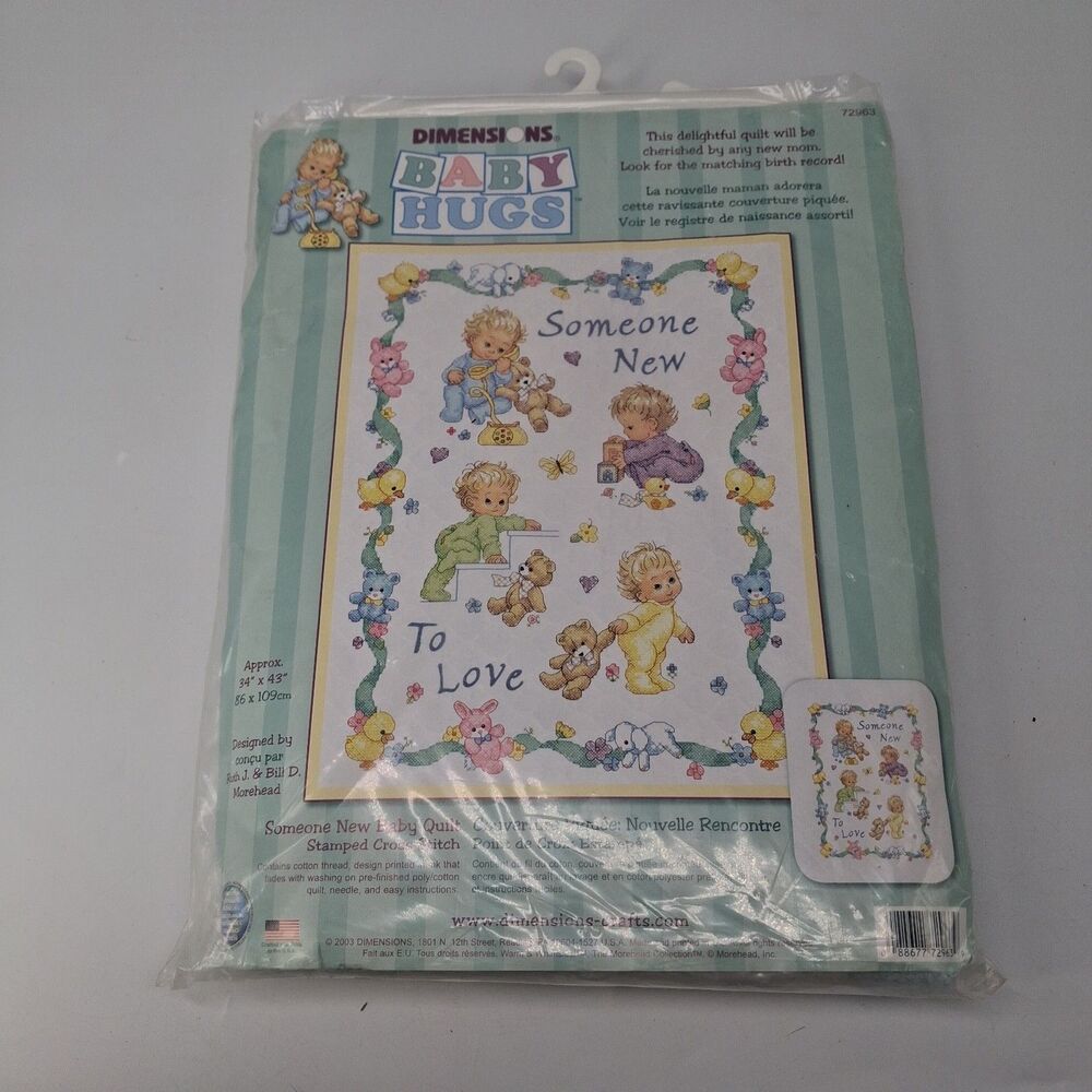 Dimensions Baby Hugs Stamped Cross Stitch Quilt Kit Someone New To  Love 72963